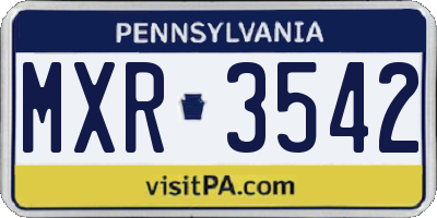 PA license plate MXR3542