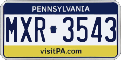 PA license plate MXR3543