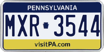 PA license plate MXR3544