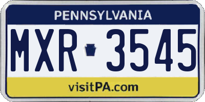 PA license plate MXR3545