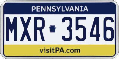 PA license plate MXR3546