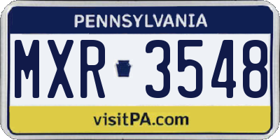 PA license plate MXR3548