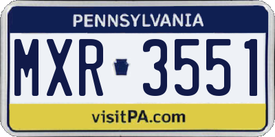 PA license plate MXR3551