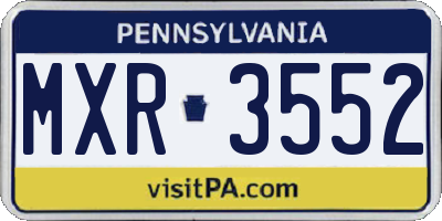 PA license plate MXR3552
