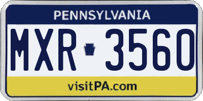 PA license plate MXR3560