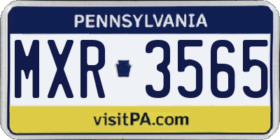 PA license plate MXR3565