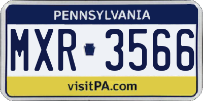 PA license plate MXR3566