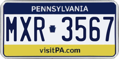 PA license plate MXR3567