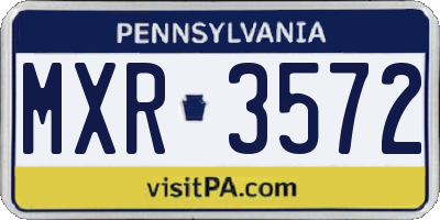 PA license plate MXR3572