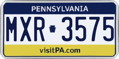 PA license plate MXR3575