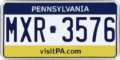PA license plate MXR3576