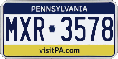 PA license plate MXR3578