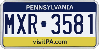 PA license plate MXR3581