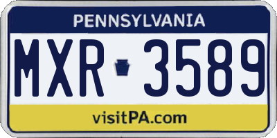 PA license plate MXR3589