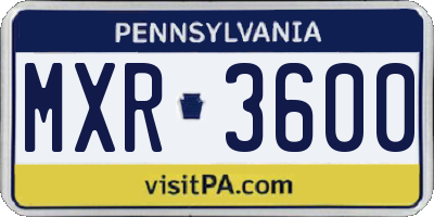 PA license plate MXR3600