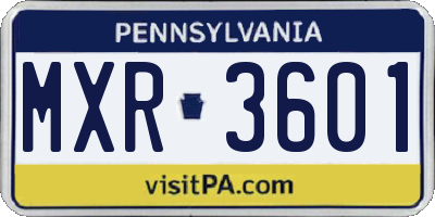 PA license plate MXR3601
