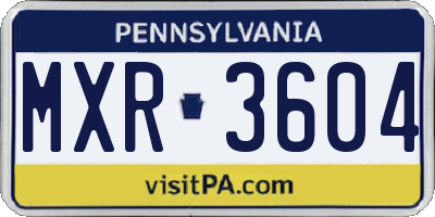 PA license plate MXR3604