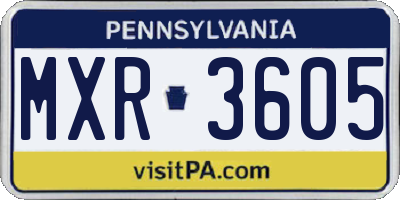 PA license plate MXR3605