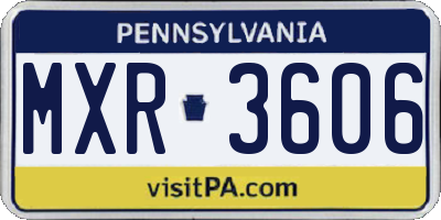 PA license plate MXR3606