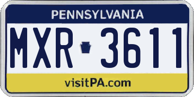 PA license plate MXR3611