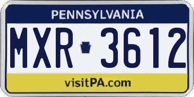 PA license plate MXR3612