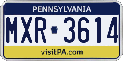 PA license plate MXR3614