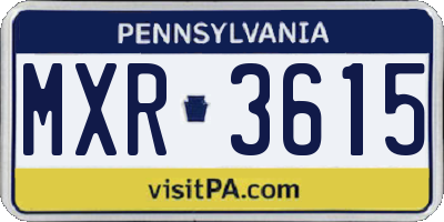 PA license plate MXR3615