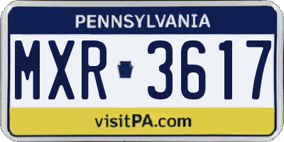 PA license plate MXR3617