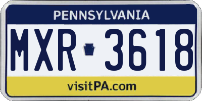 PA license plate MXR3618