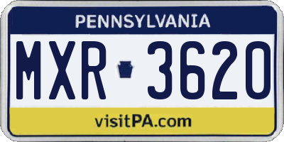 PA license plate MXR3620