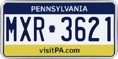 PA license plate MXR3621