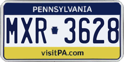 PA license plate MXR3628