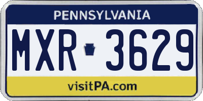 PA license plate MXR3629
