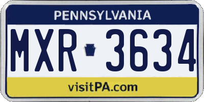 PA license plate MXR3634