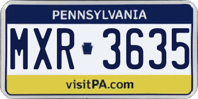 PA license plate MXR3635