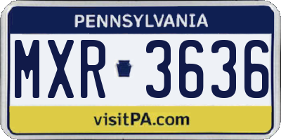 PA license plate MXR3636