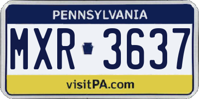 PA license plate MXR3637