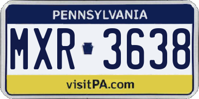 PA license plate MXR3638
