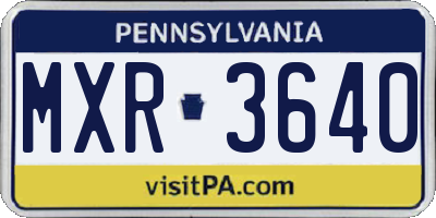 PA license plate MXR3640