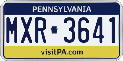 PA license plate MXR3641