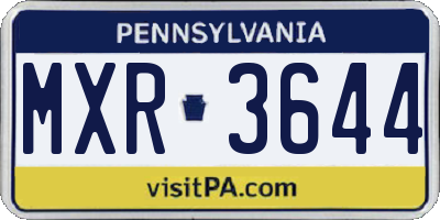 PA license plate MXR3644