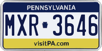 PA license plate MXR3646