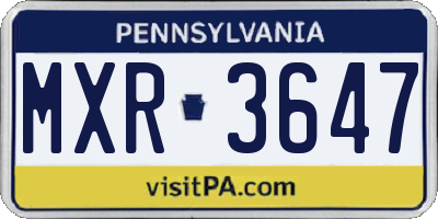 PA license plate MXR3647