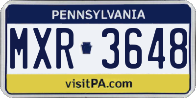 PA license plate MXR3648