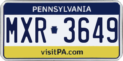 PA license plate MXR3649