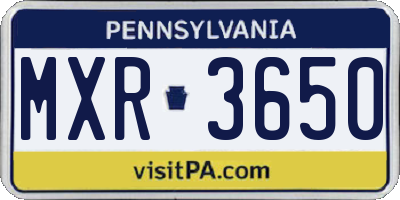 PA license plate MXR3650