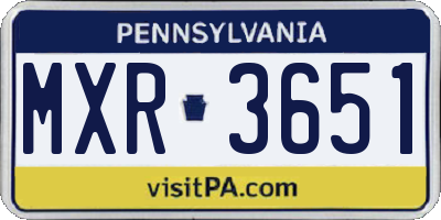 PA license plate MXR3651