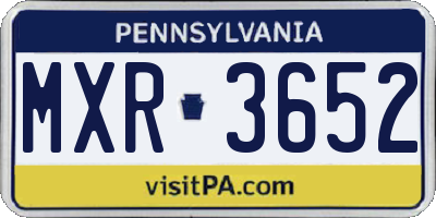PA license plate MXR3652