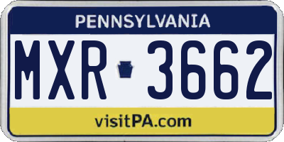 PA license plate MXR3662