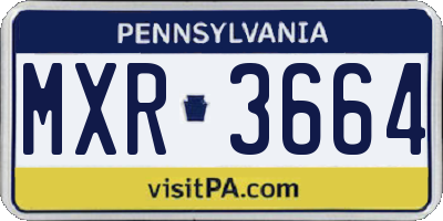 PA license plate MXR3664